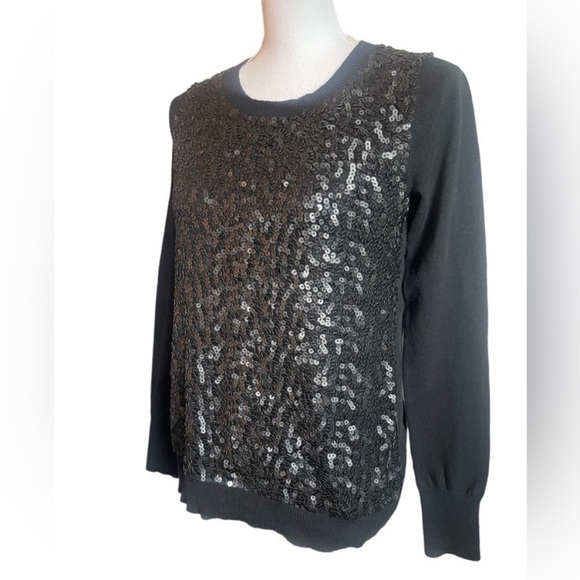 Express Black Sequin Embellished Shimmer Sweater - Picture 6 of 16